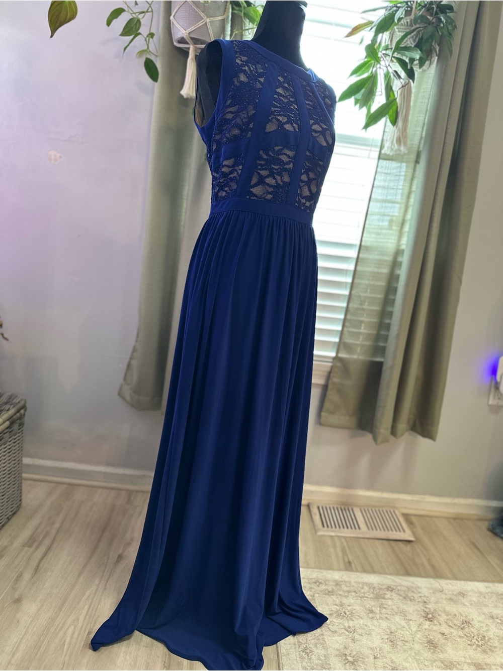 R&M Collection Royal Blue Lace Formal Maxi Prom Dress Size 6
